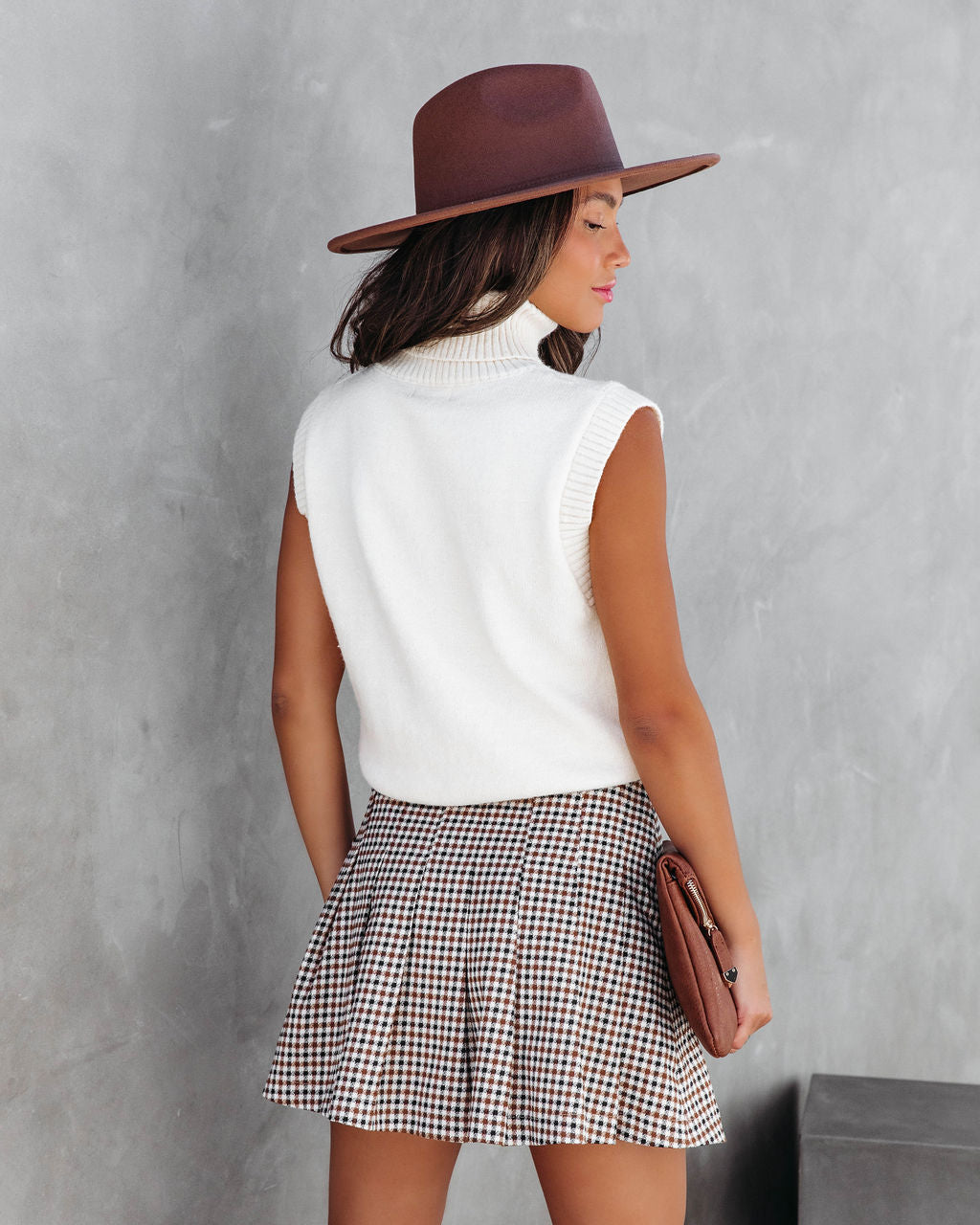 Peyton Knit Turtleneck Sweater Vest - Cream