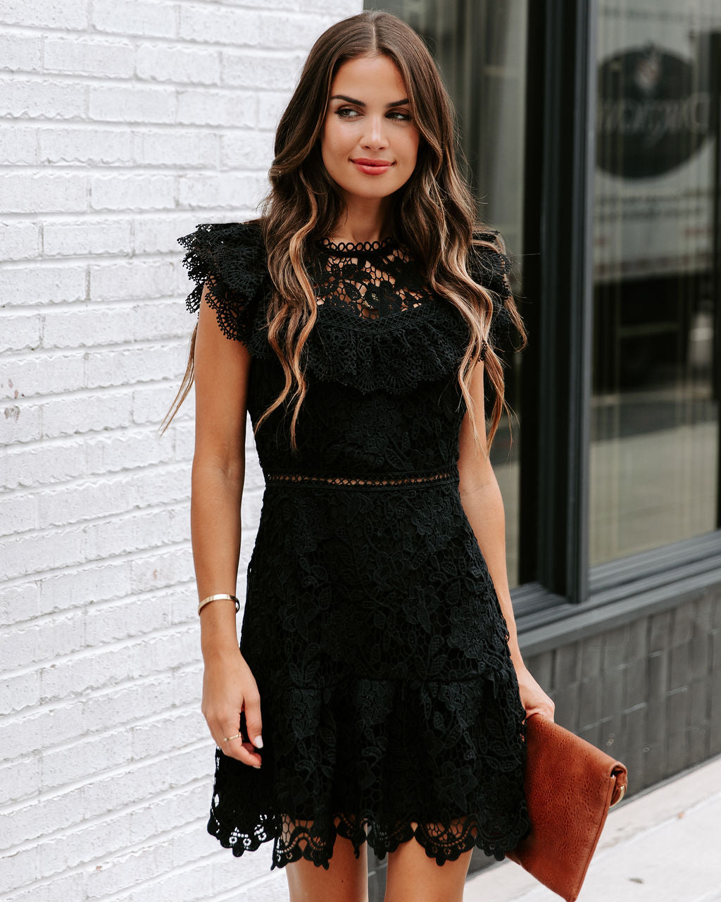 Hidden Treasures Crochet Mini Dress - Black