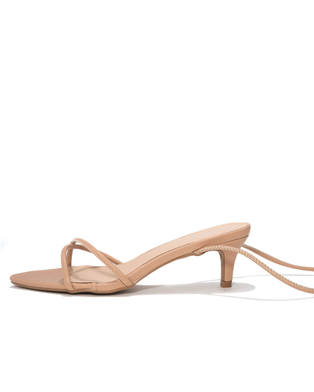 Bella Faux Leather Strappy Kitten Heel - Nude