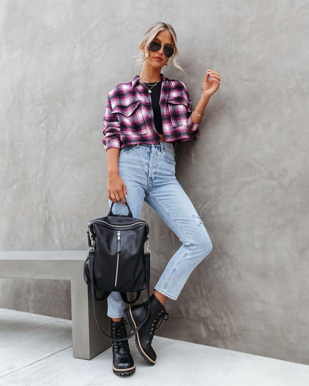 Luke Pocketed Plaid Fringe Jacket