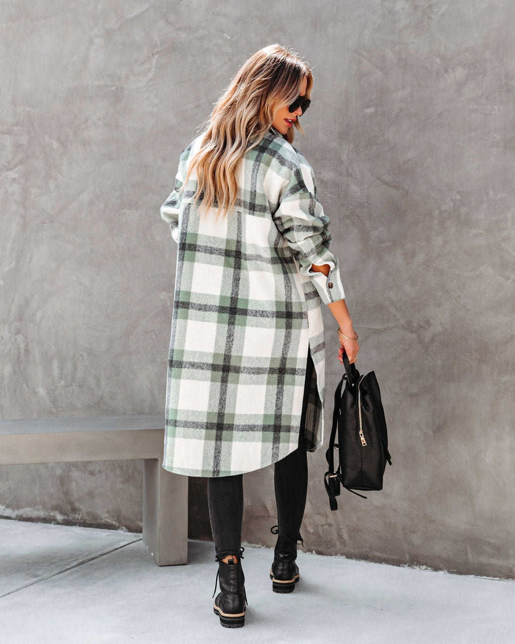 Maddox Pocketed Plaid Button Down Coat - SALE