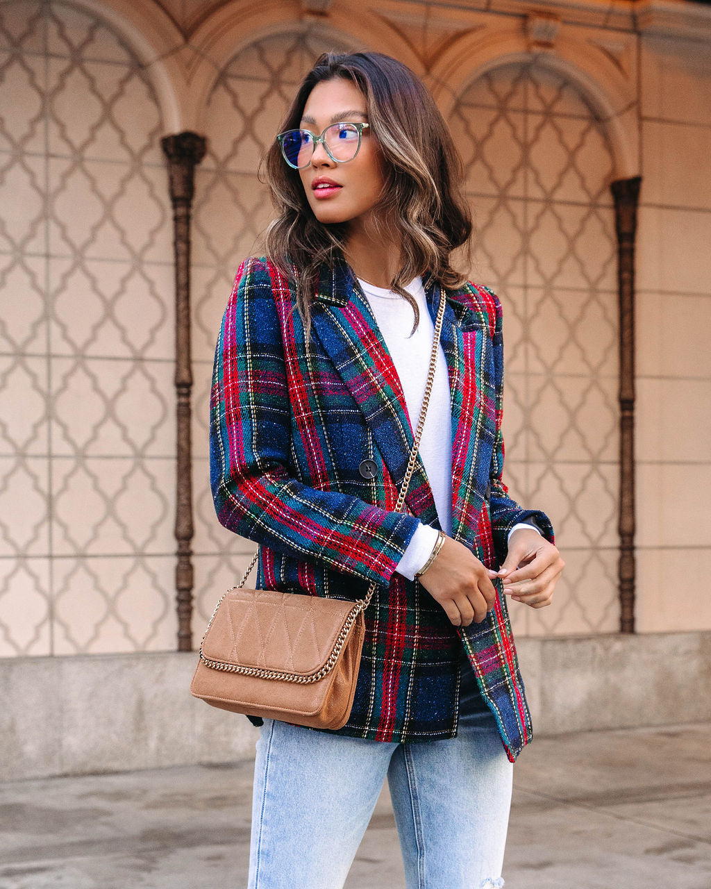Franklin Metallic Plaid Blazer
