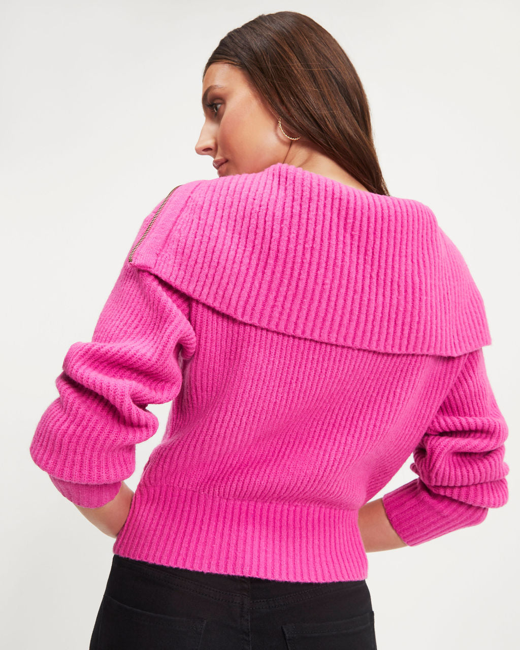 We Love It Half Zip Pullover Sweater - Hot Pink