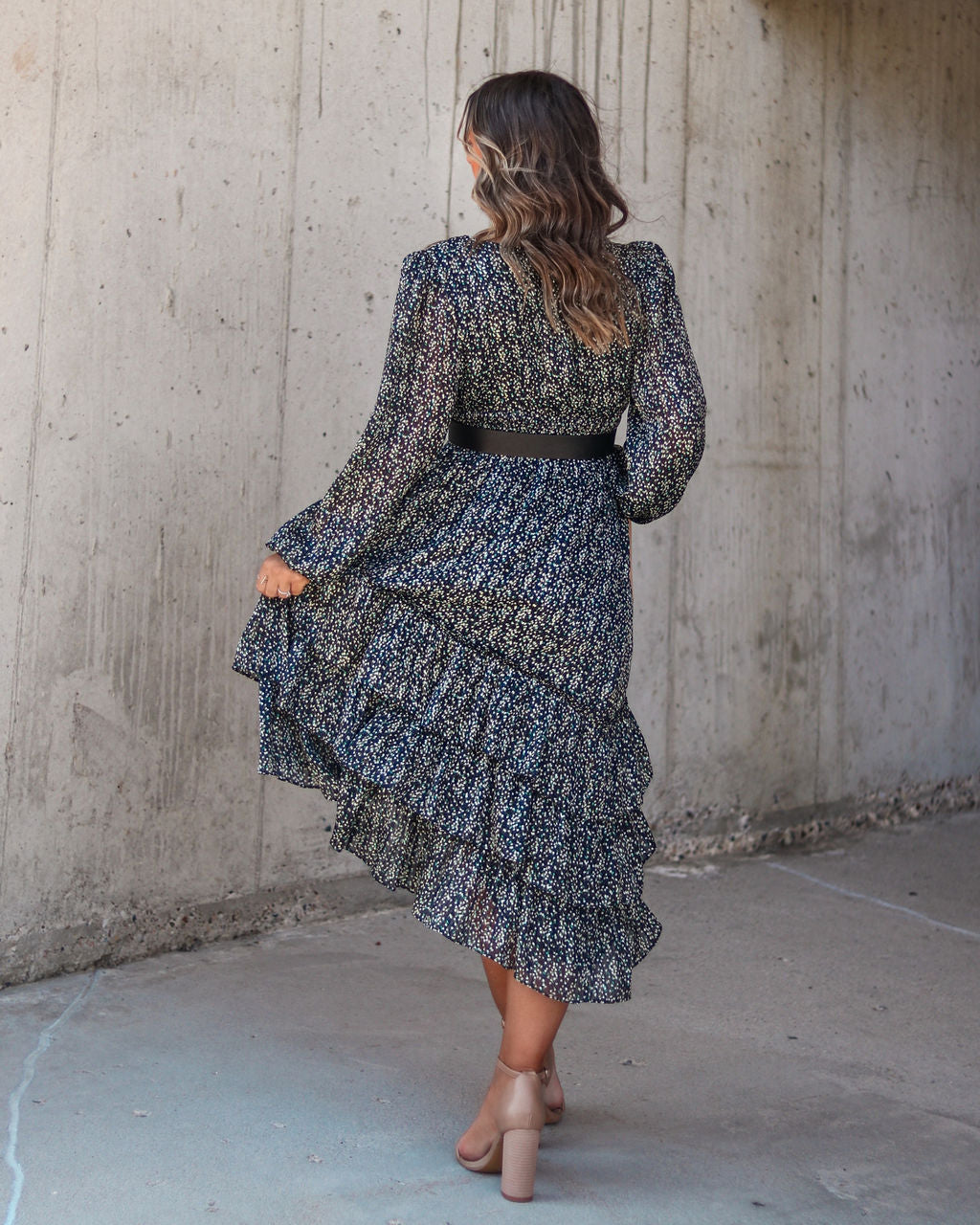 Jayda Printed Asymmetrical Midi Dress
