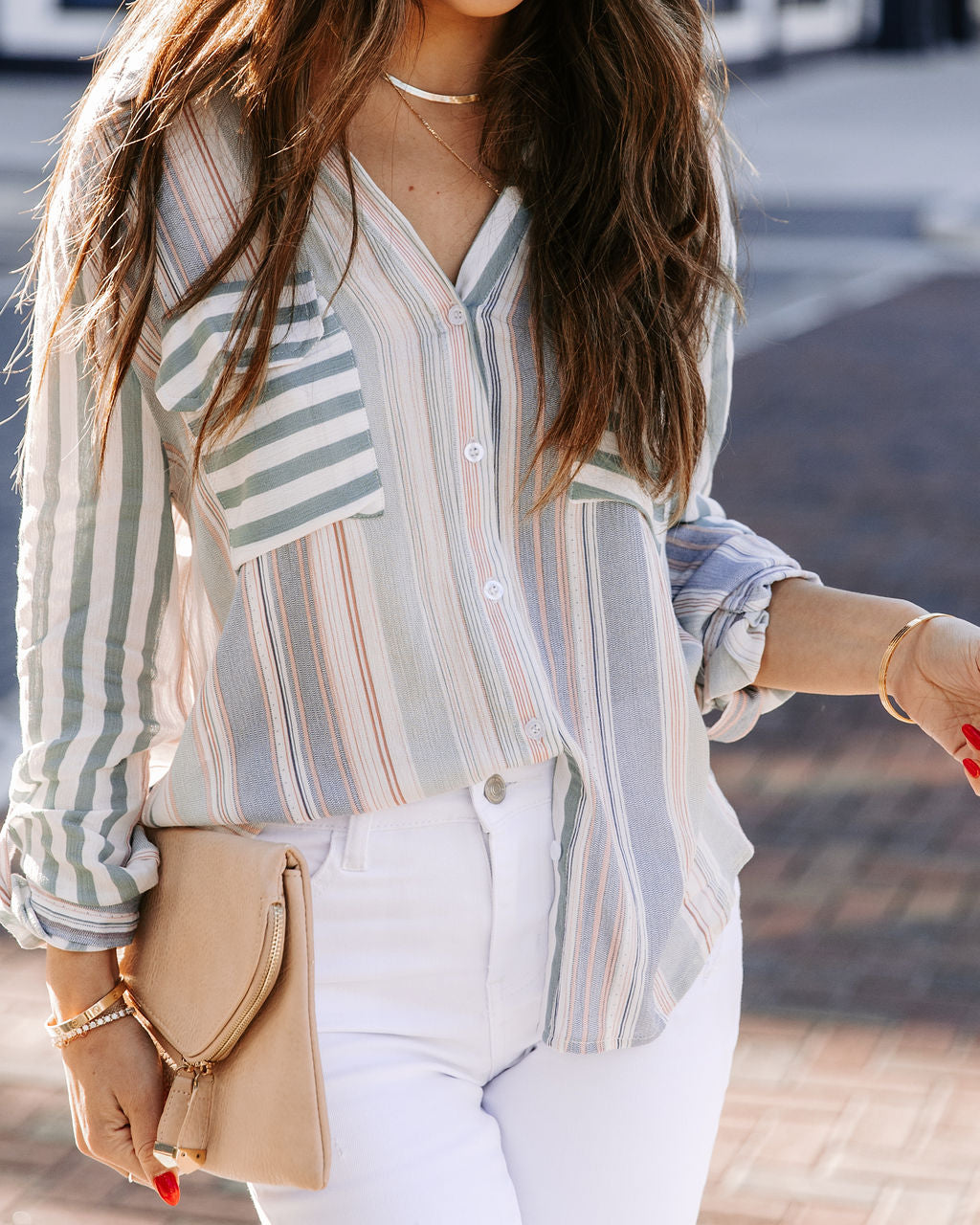 Cultivate Striped Button Down Top