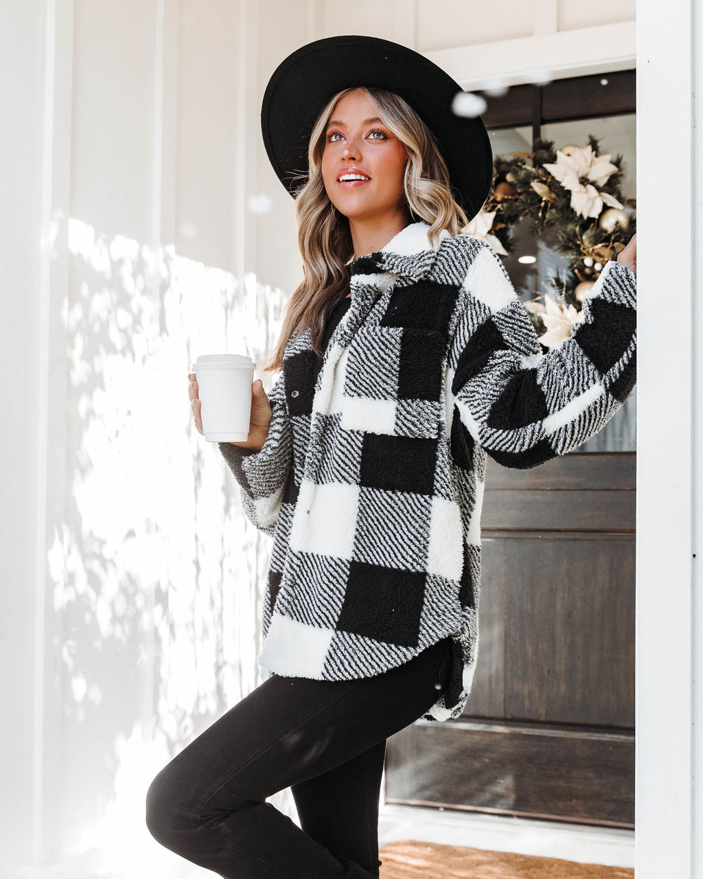 Leighton Checkered Teddy Jacket - Black