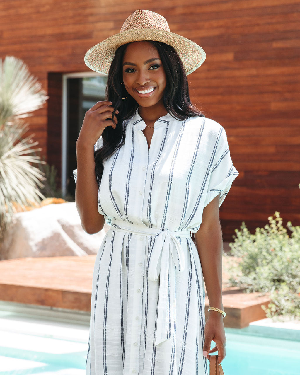 Brunswick Striped Button Down Midi Dress - FINAL SALE