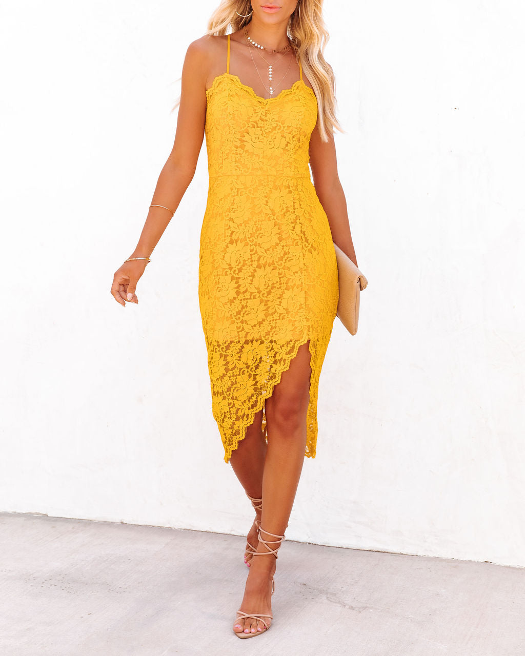 Flamenco In Marbella Lace Midi Dress - Marigold - SALE