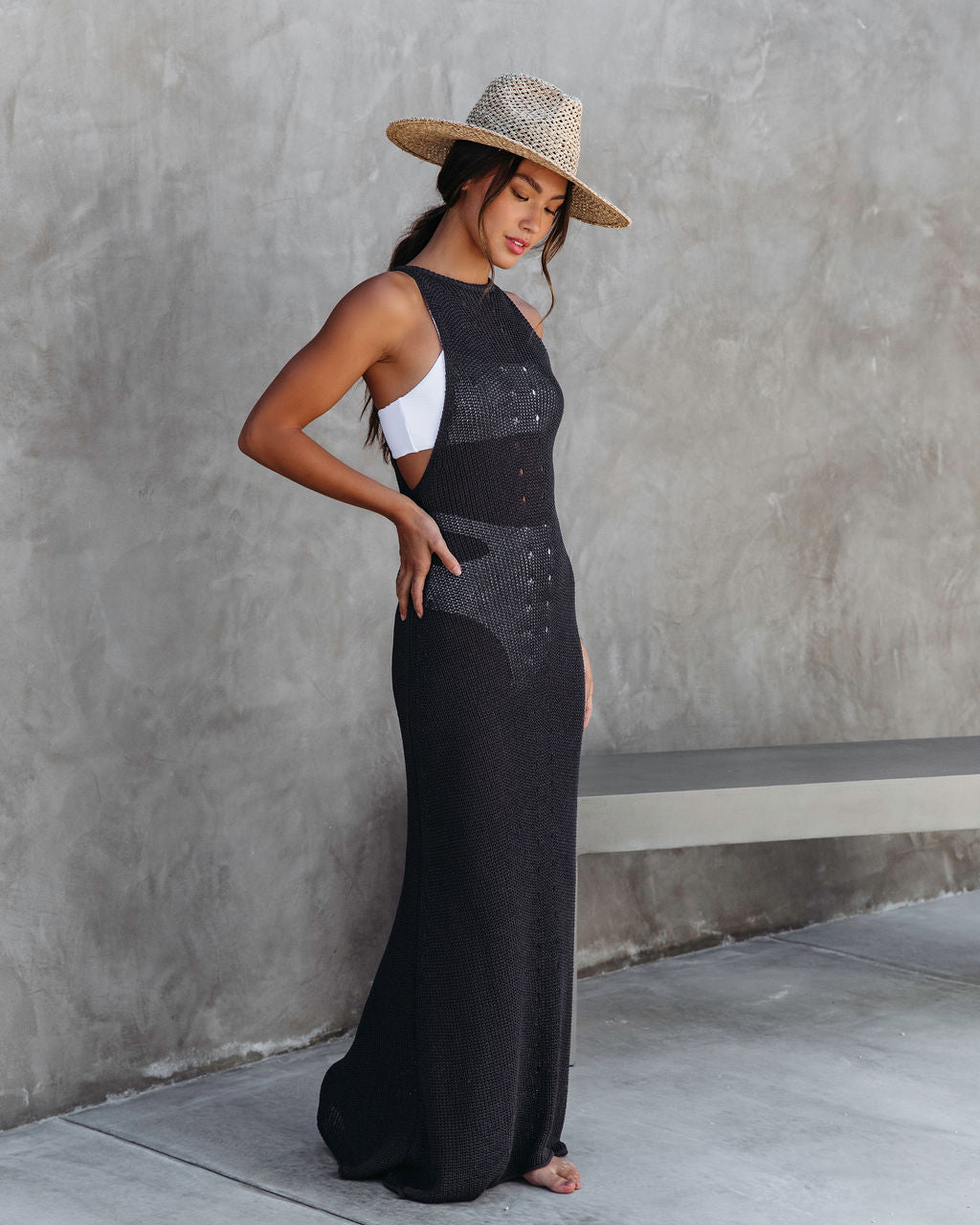 Maui Knit Maxi Dress - Charcoal - SALE