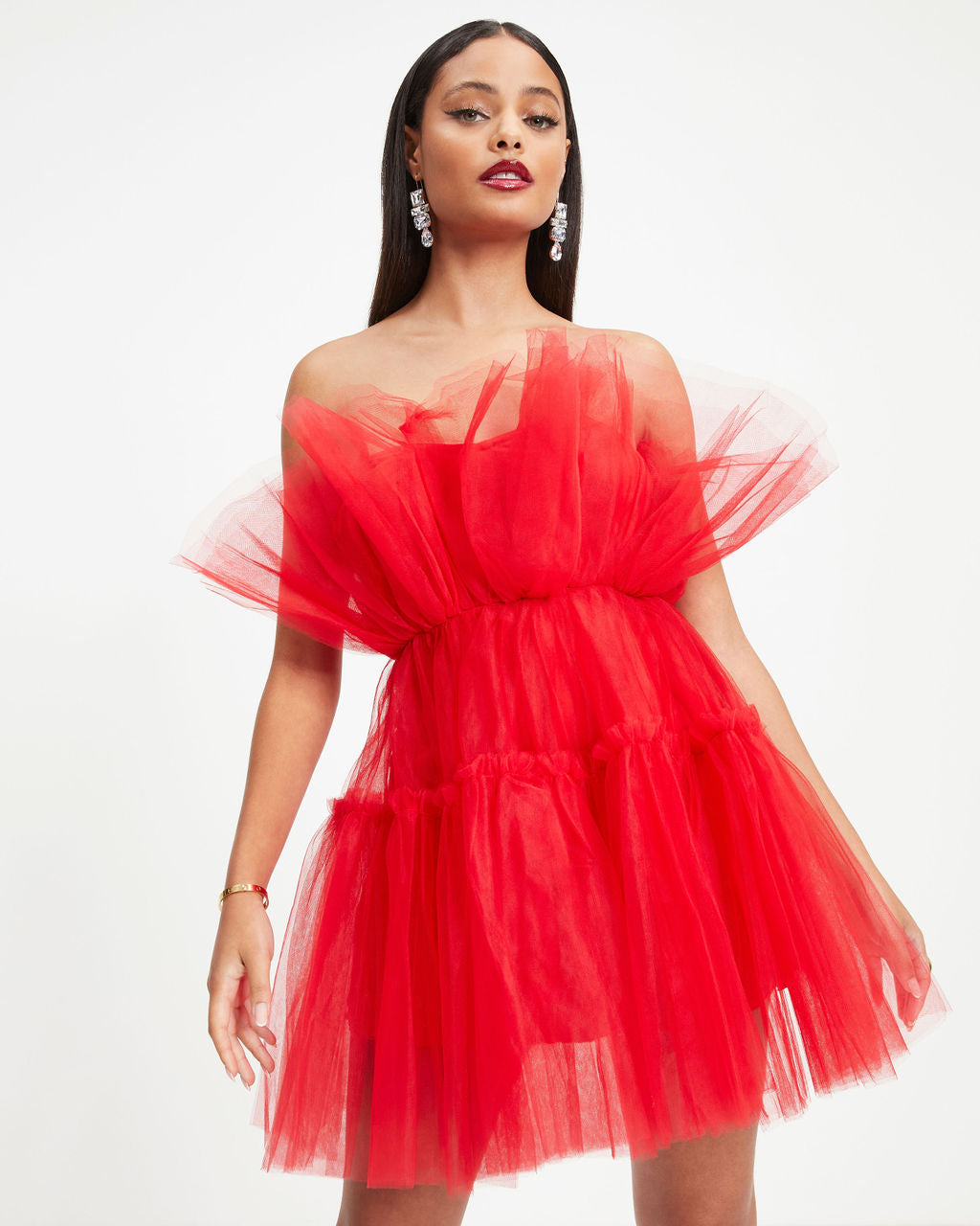 She Persisted Strapless Tulle Mini Dress - Red