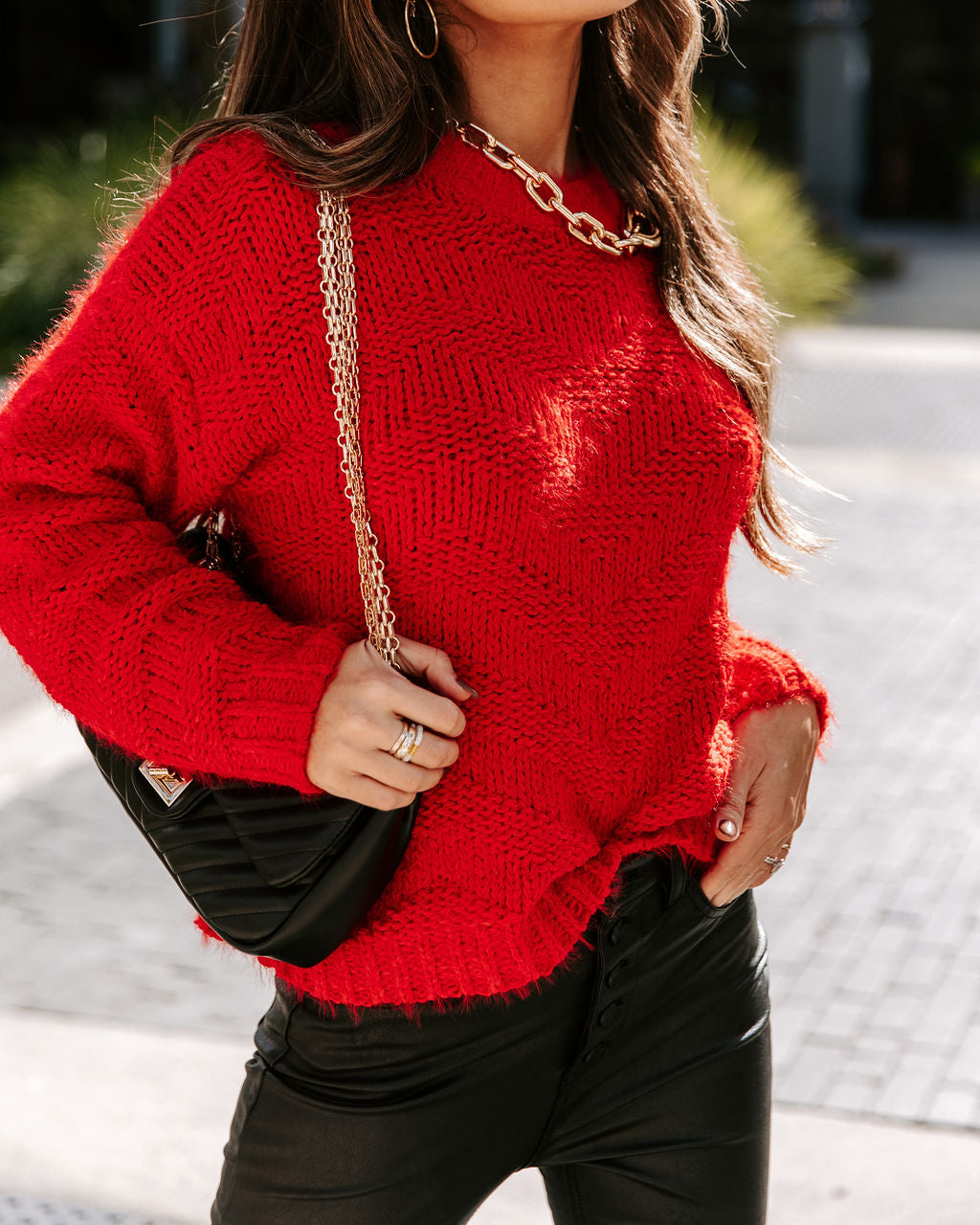 Doris Knit Pullover Sweater - Red