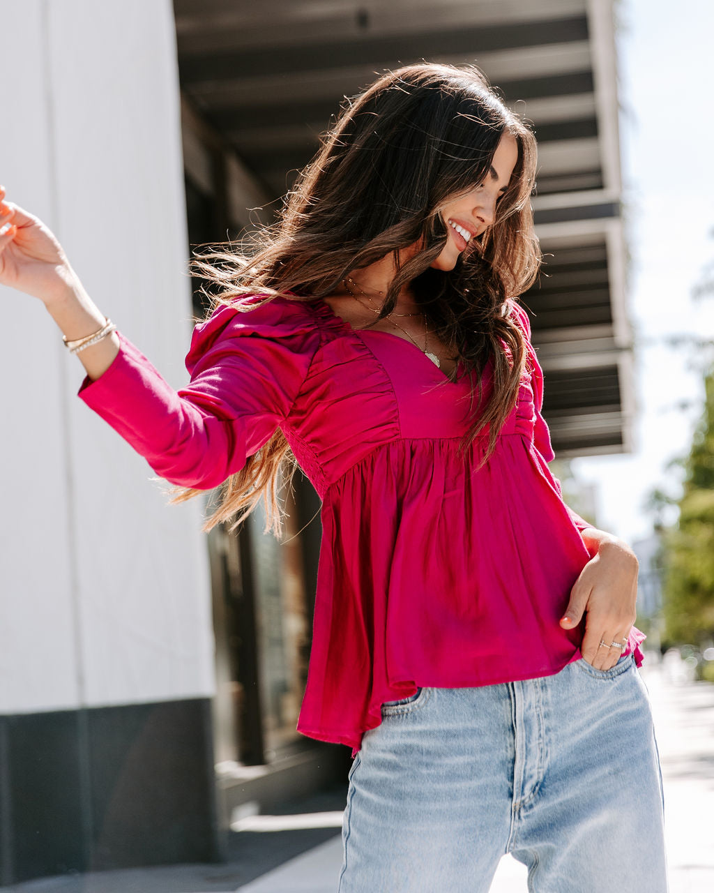 Your Royal Flyness Sweetheart Puff Sleeve Top - Berry - FINAL SALE