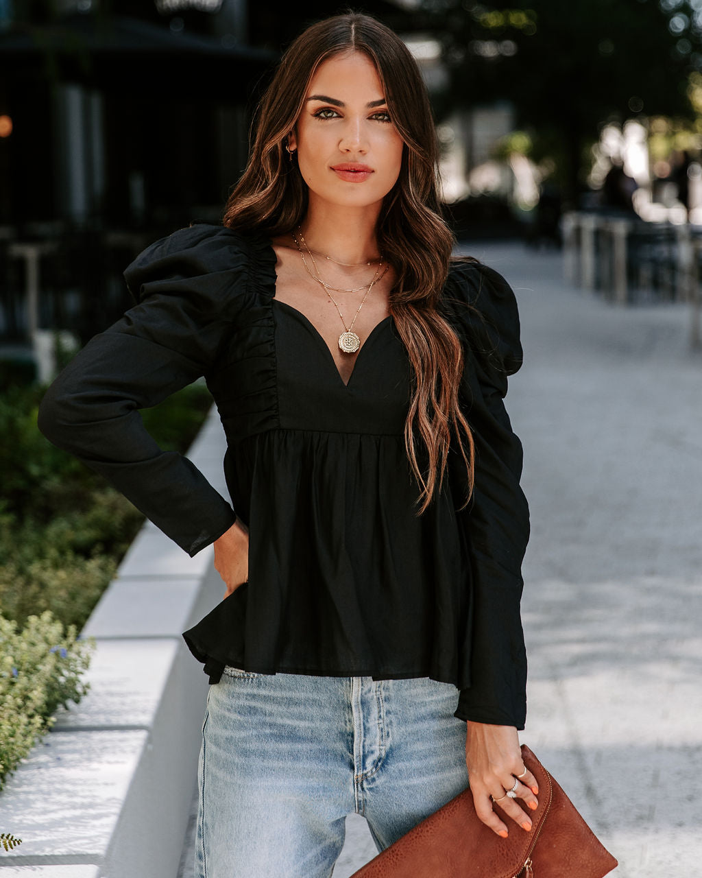 Your Royal Flyness Sweetheart Puff Sleeve Top - Black