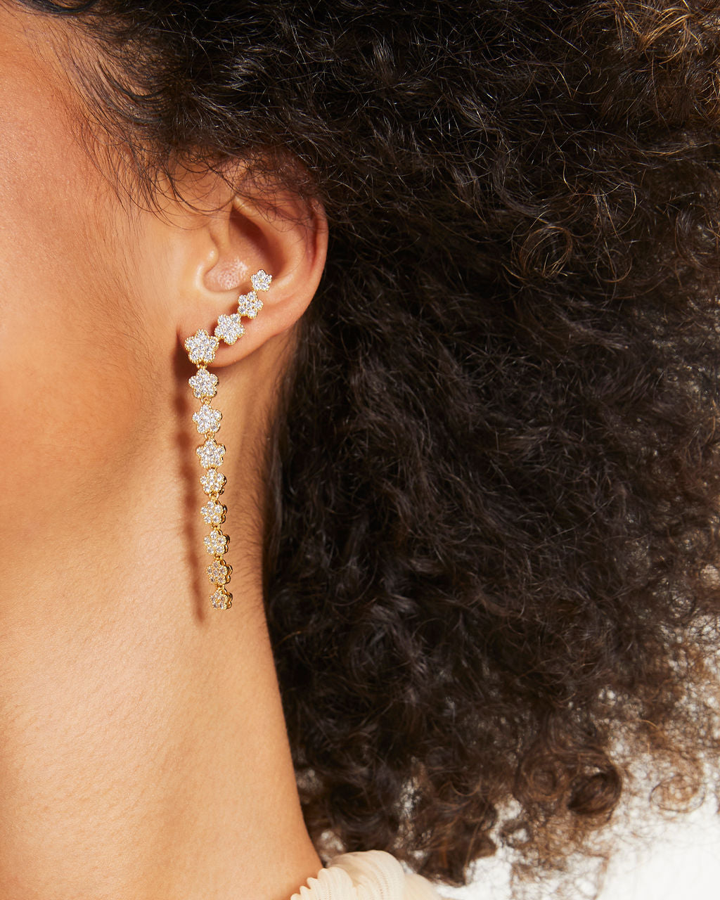 Sarah Floral Drop Earrings - Gold