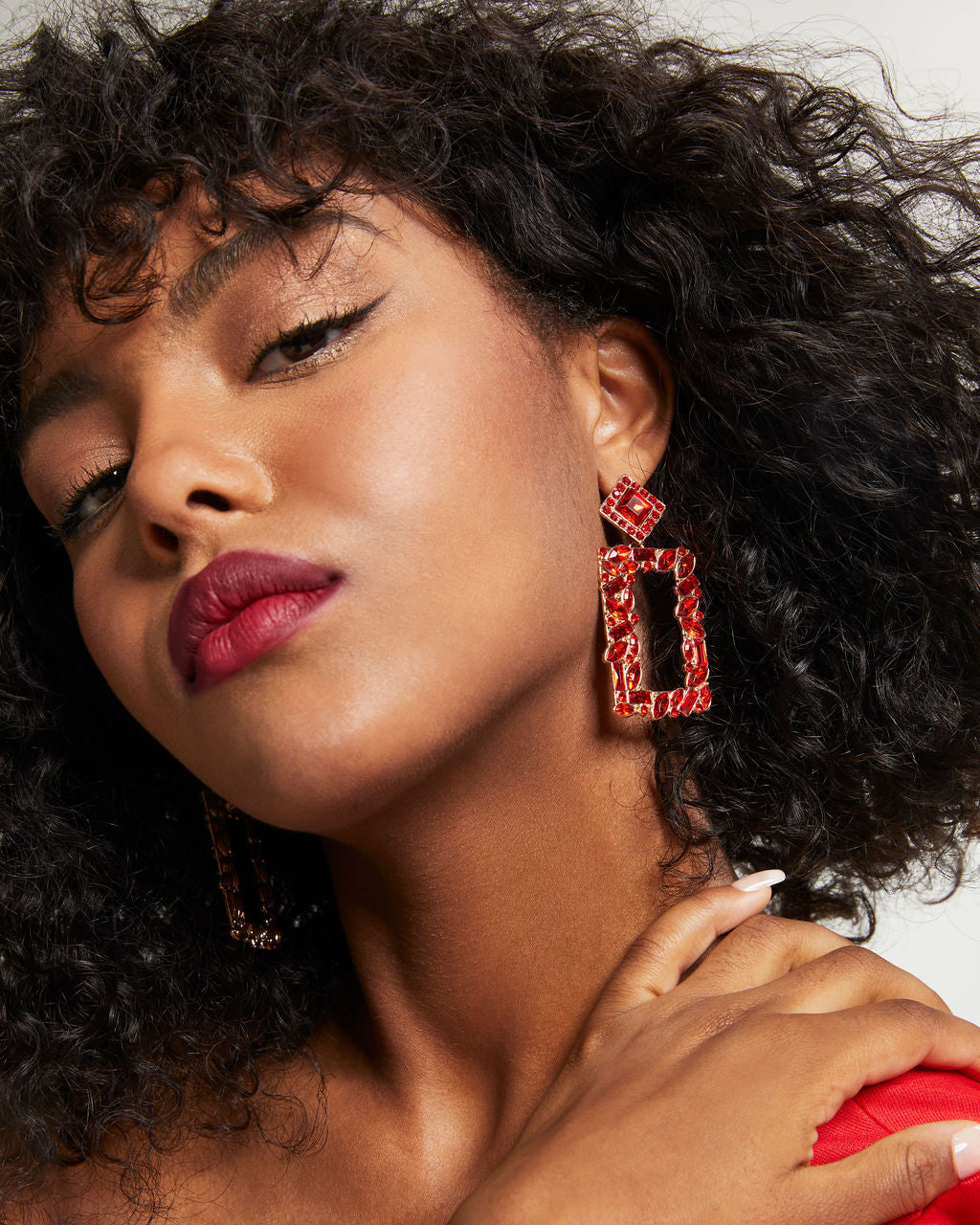 Mosaic Drop Earrings - Red