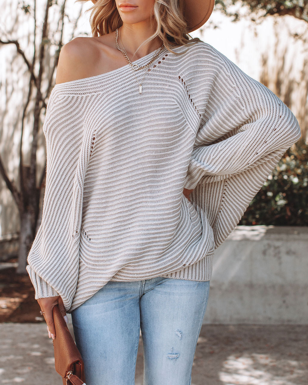 Corvallis Dolman Knit Sweater - Cream Grey - SALE