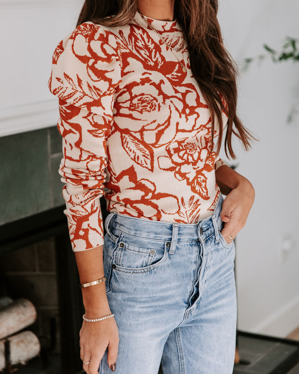 Leandra Floral Knit Long Sleeve Top
