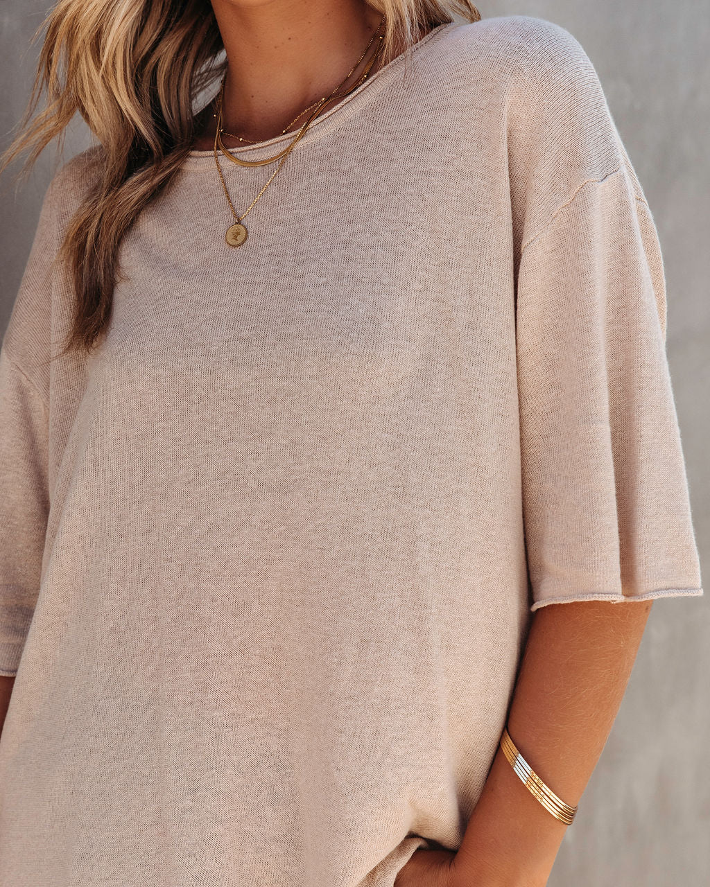 Abigail Knit Relaxed Short Sleeve Top - Mocha