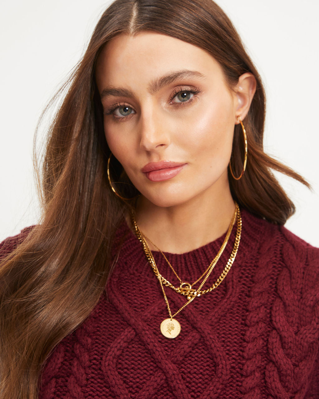 Carmine Contrast Knit Top - Burgundy