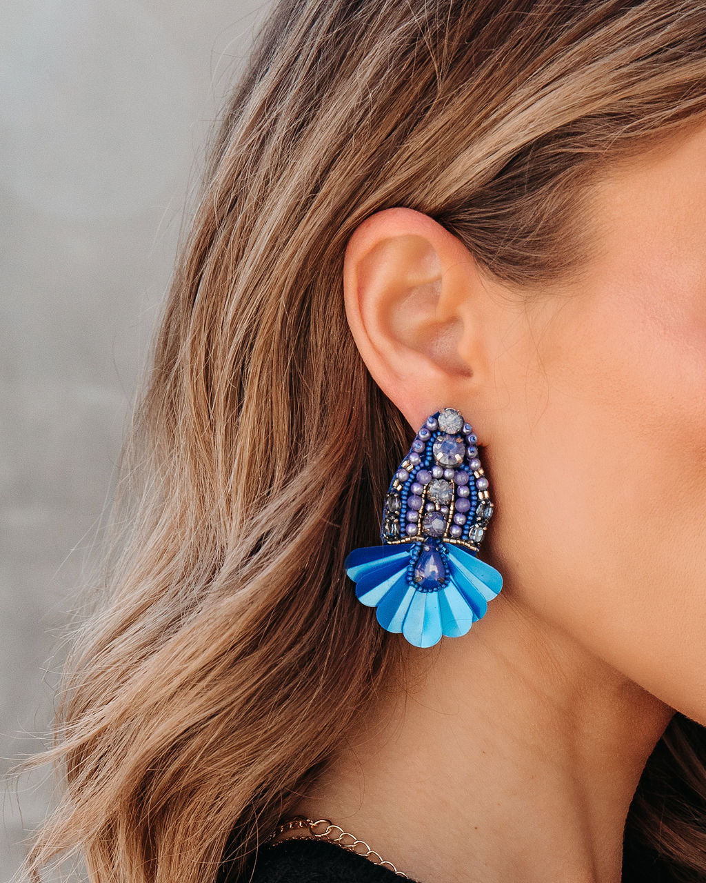 Rio Vista Beaded Drop Earrings - Blue