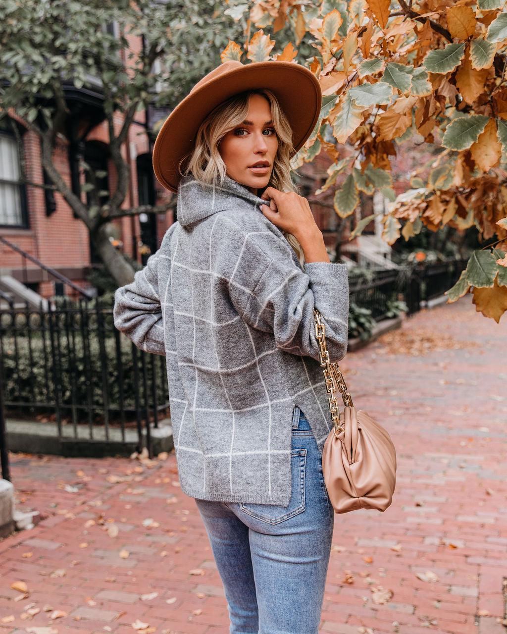 On The Grid Turtleneck Sweater - Grey