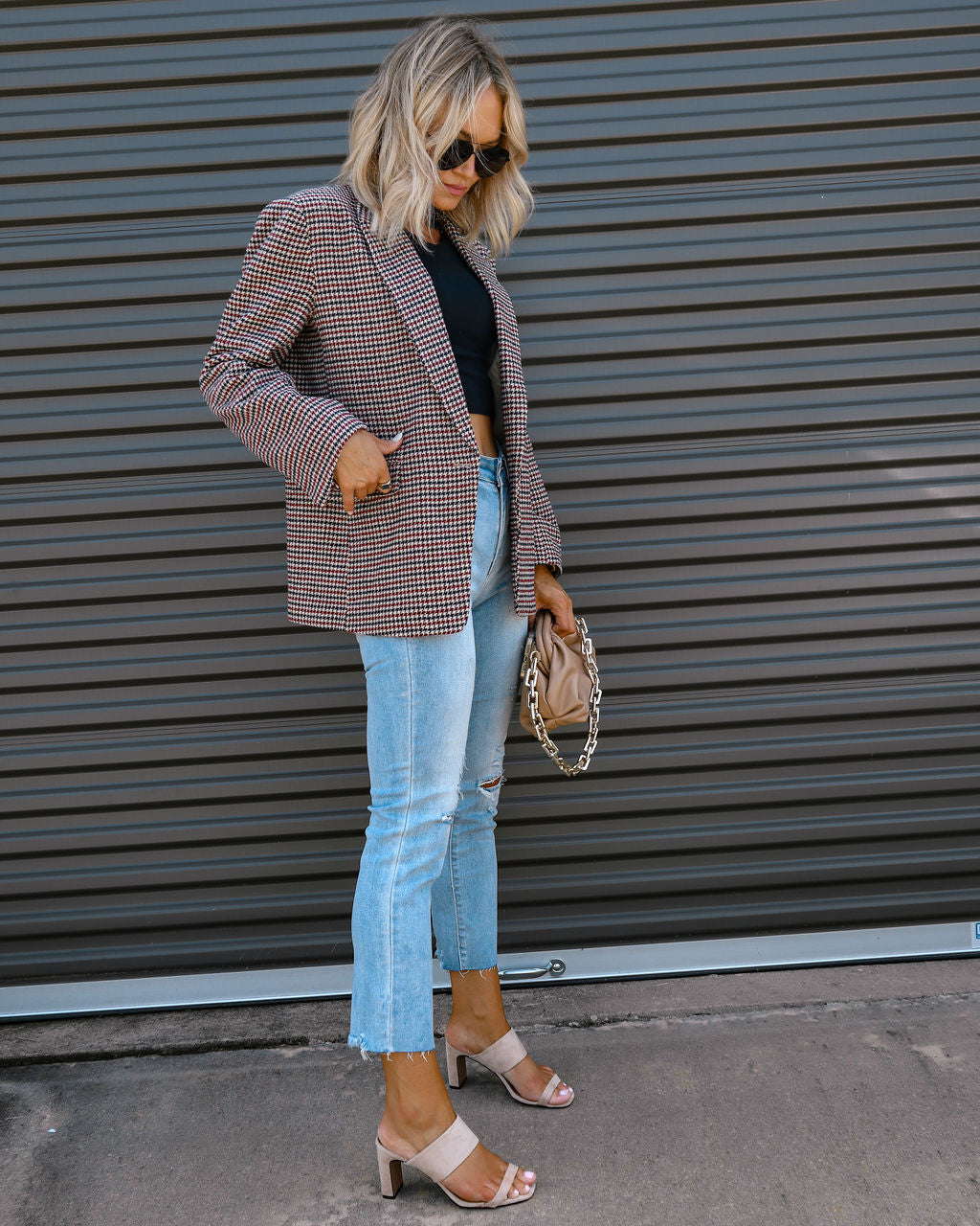 Daily News Plaid Pocketed Blazer