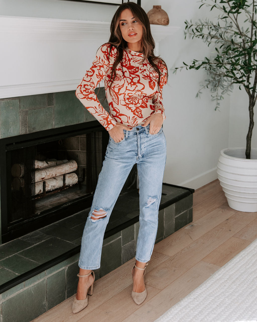 Leandra Floral Knit Long Sleeve Top
