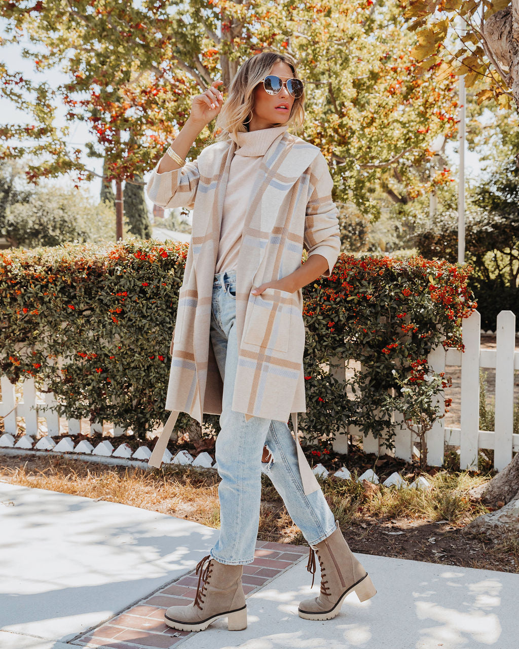 Dear Autumn Plaid Pocketed Cardigan