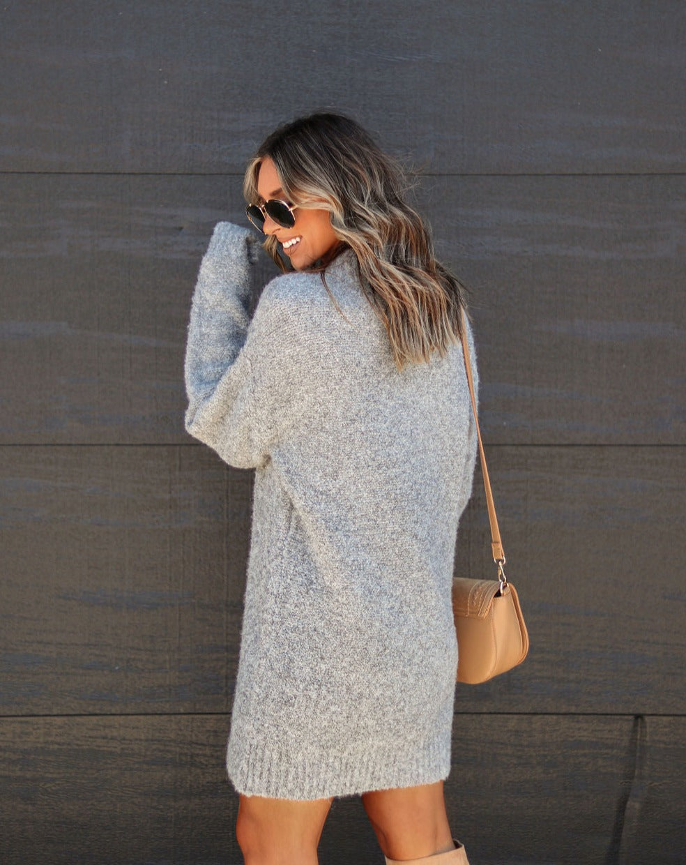 Brooklynn Knit Sweater Dress - Grey
