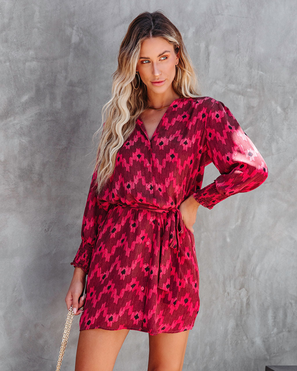 Shay Printed Button Down Shirt Dress - SALE