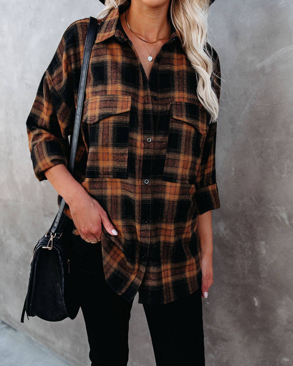 Petaluma Cotton Blend Plaid Button Down Top