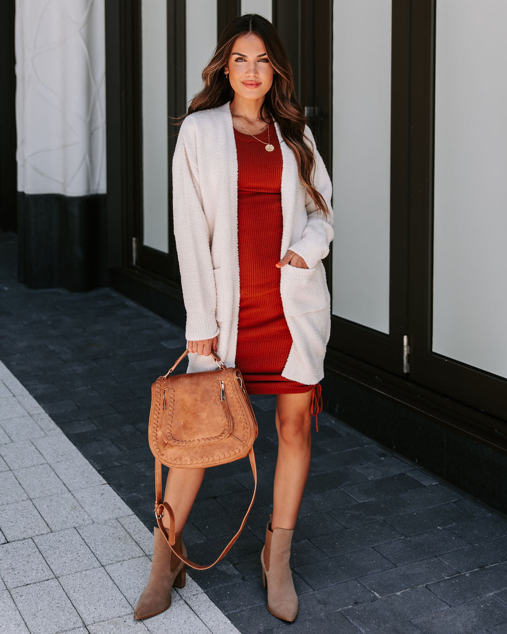 Good Lover Pocketed Chenille Cardigan - Cream - SALE