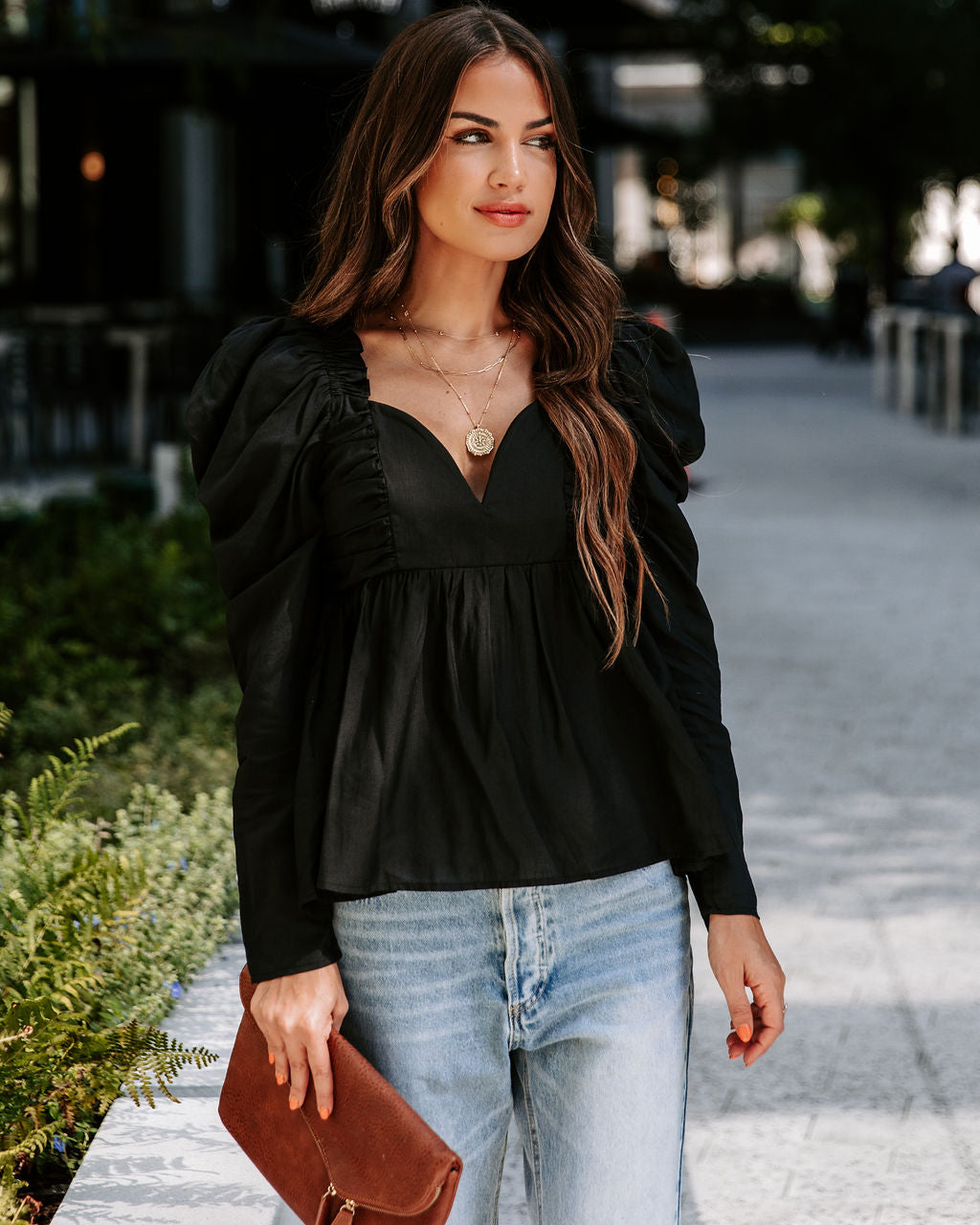 Your Royal Flyness Sweetheart Puff Sleeve Top - Black