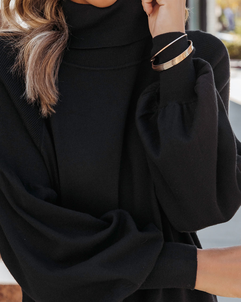 Kaylee Turtleneck Sweater Dress - Black