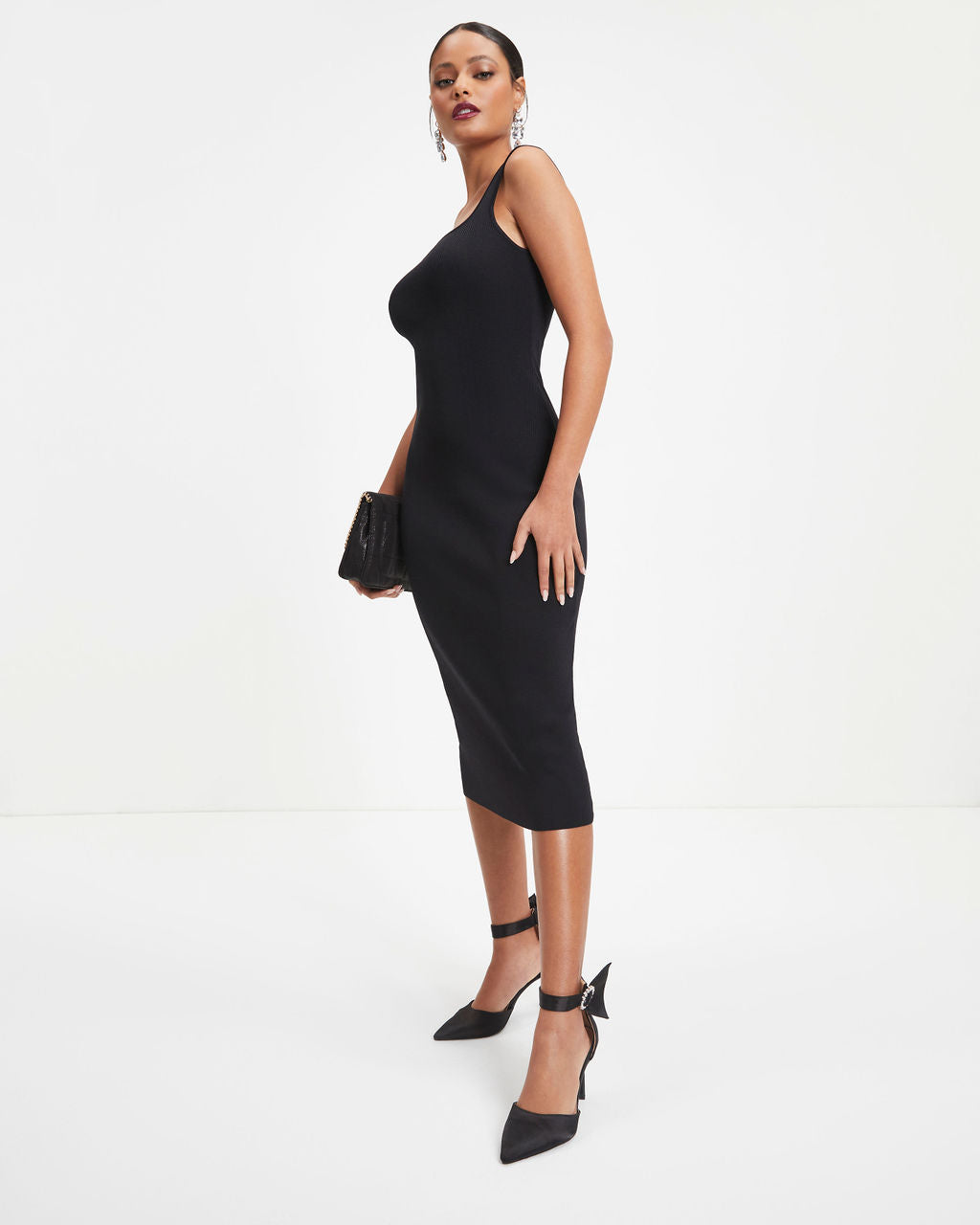 Never A Regular Knit Midi Dress - Black