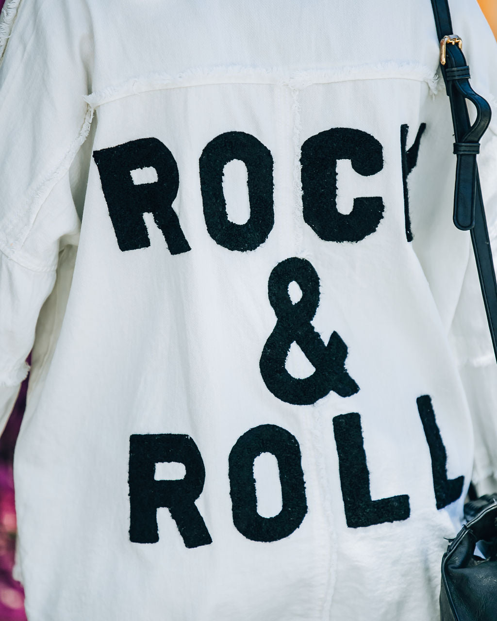 Cotton Rock & Roll Frayed Utility Jacket - White - SALE
