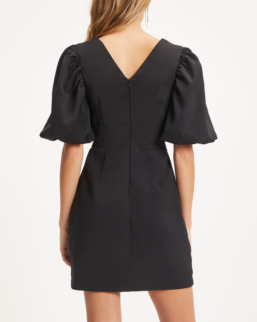 Ally Puff Shoulder Cutout Mini Dress - Black