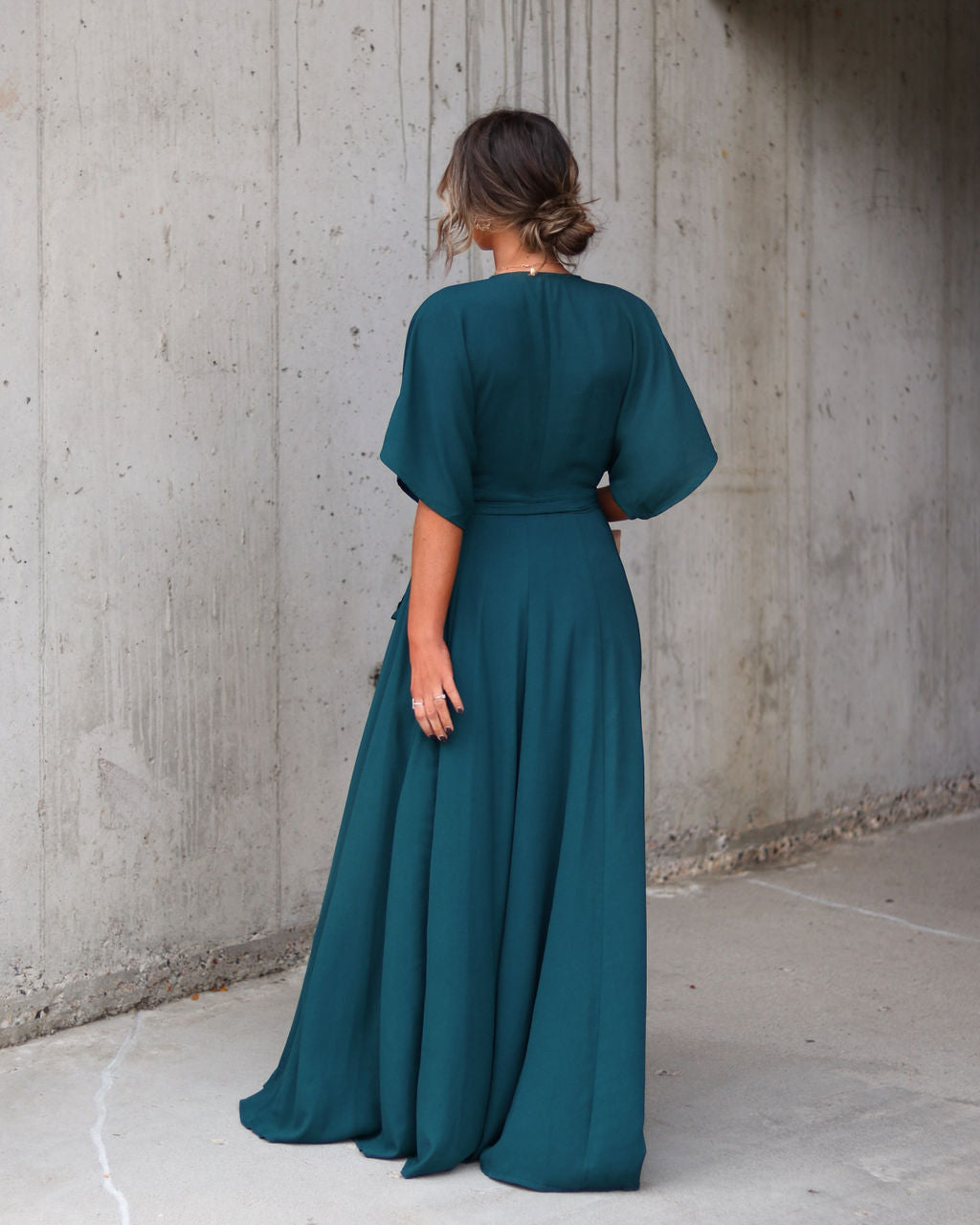Behati Wrap Kimono Maxi Dress - Dark Teal