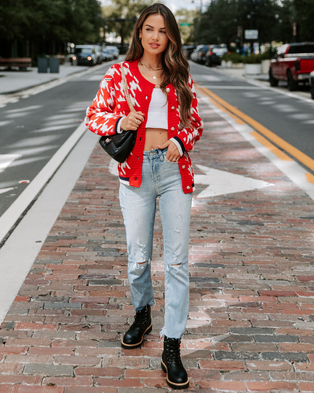 Classy And Fab Houndstooth Cardigan