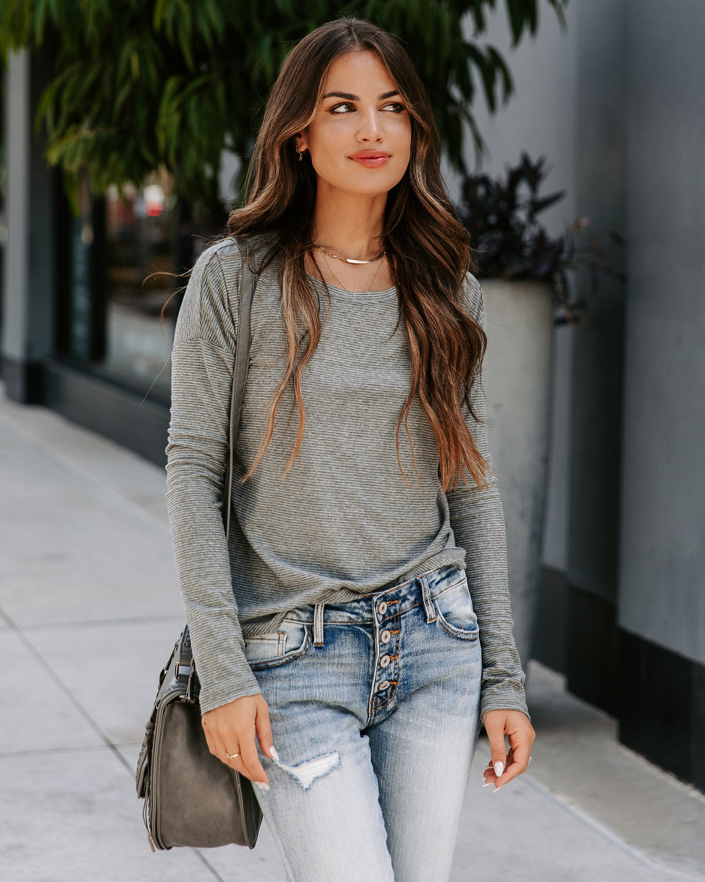 Rory Striped Crew Neck Long Sleeve Top