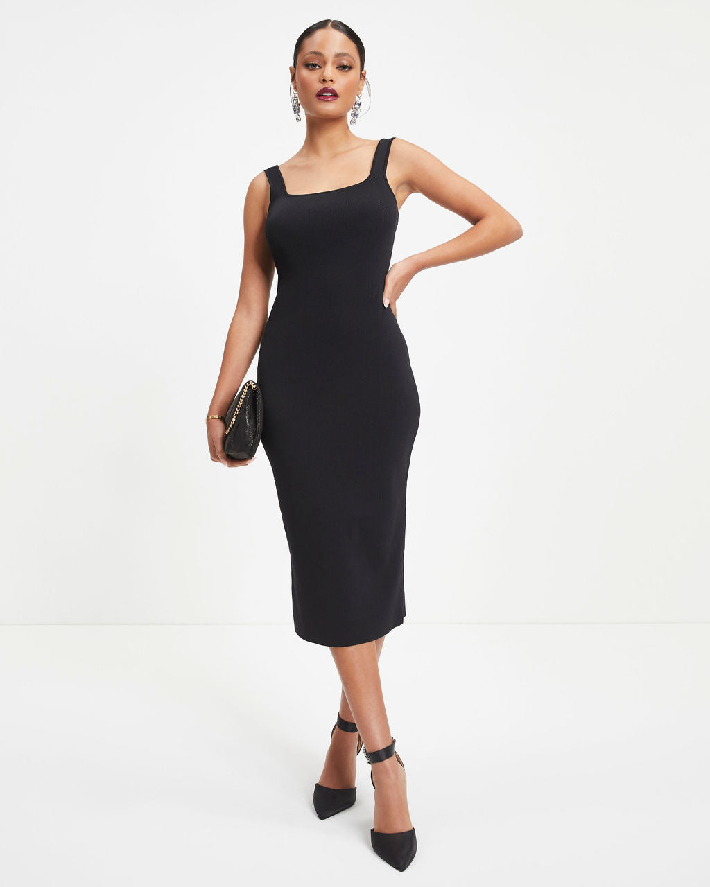 Never A Regular Knit Midi Dress - Black