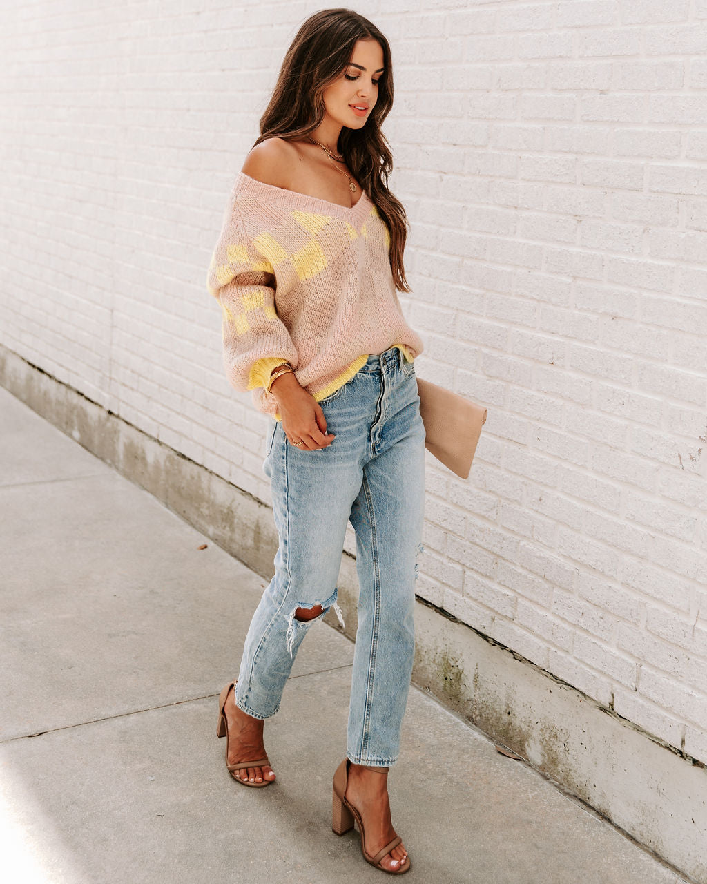 Dosage Of Cool Checkerboard V-Neck Sweater