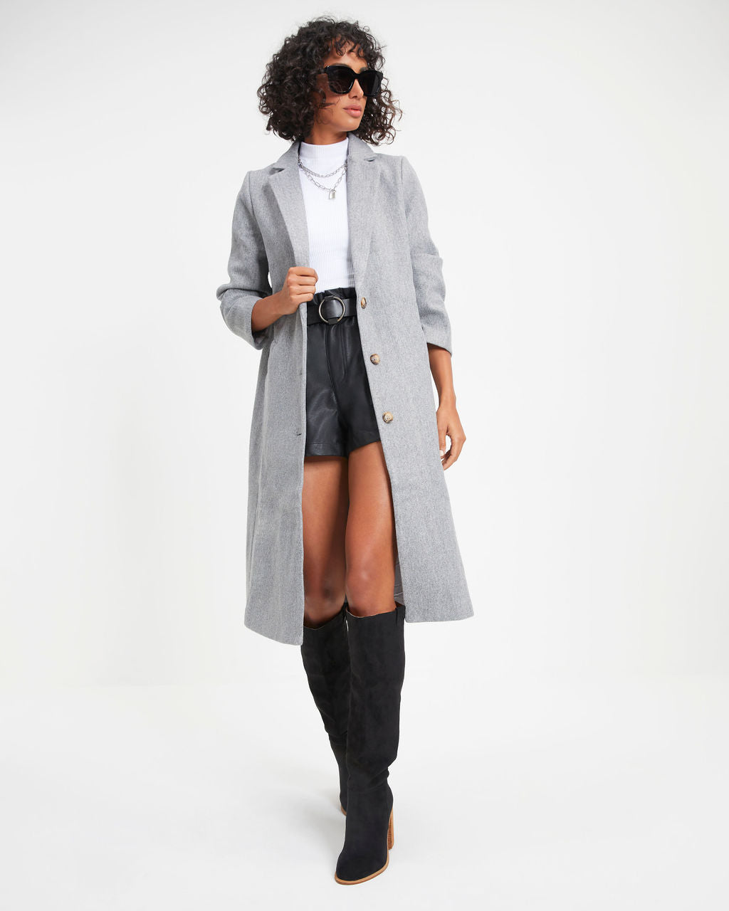 Breezy City Fall Pocketed Coat - Grey