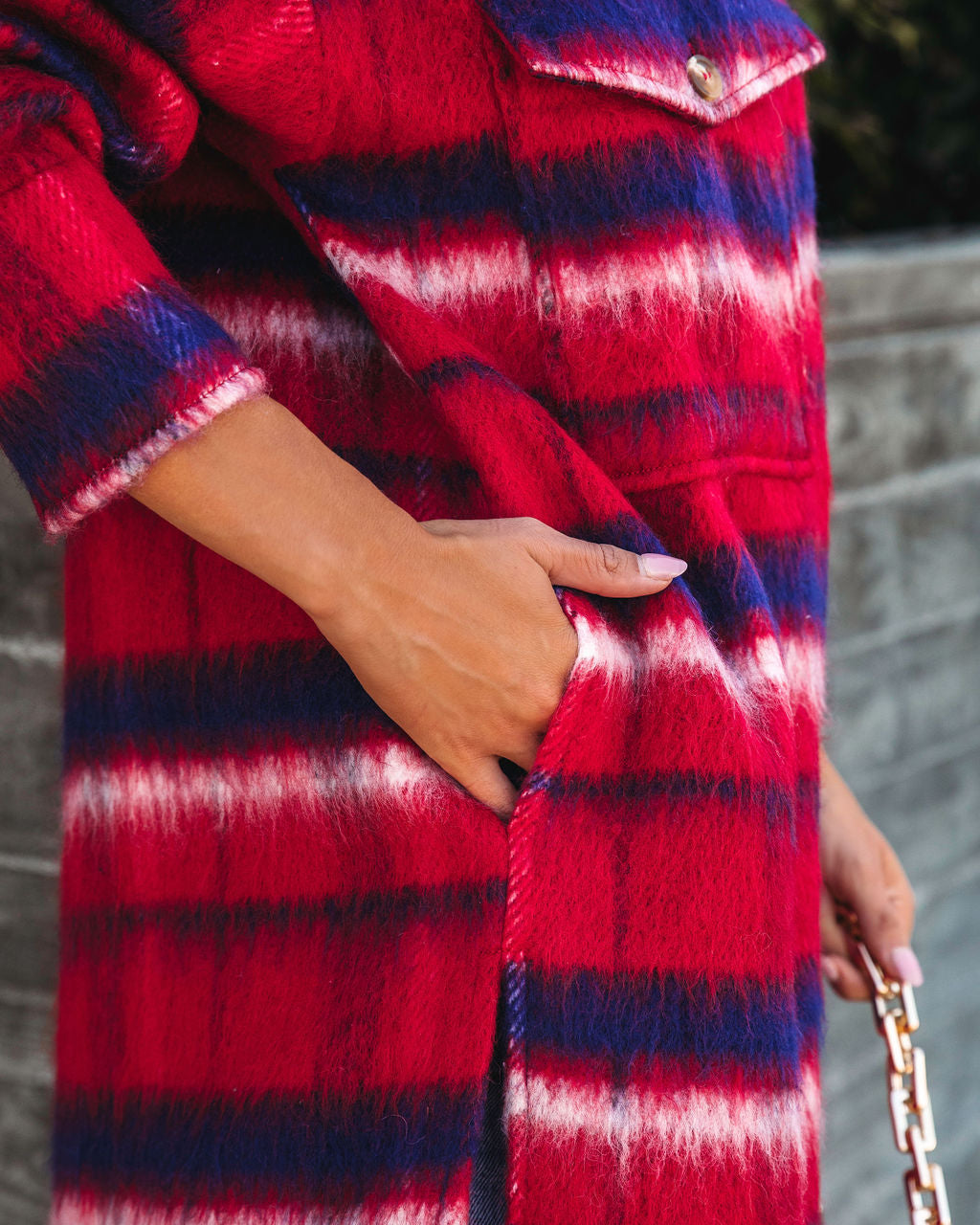 Breezy Septembers Pocketed Plaid Button Down Coat - FINAL SALE