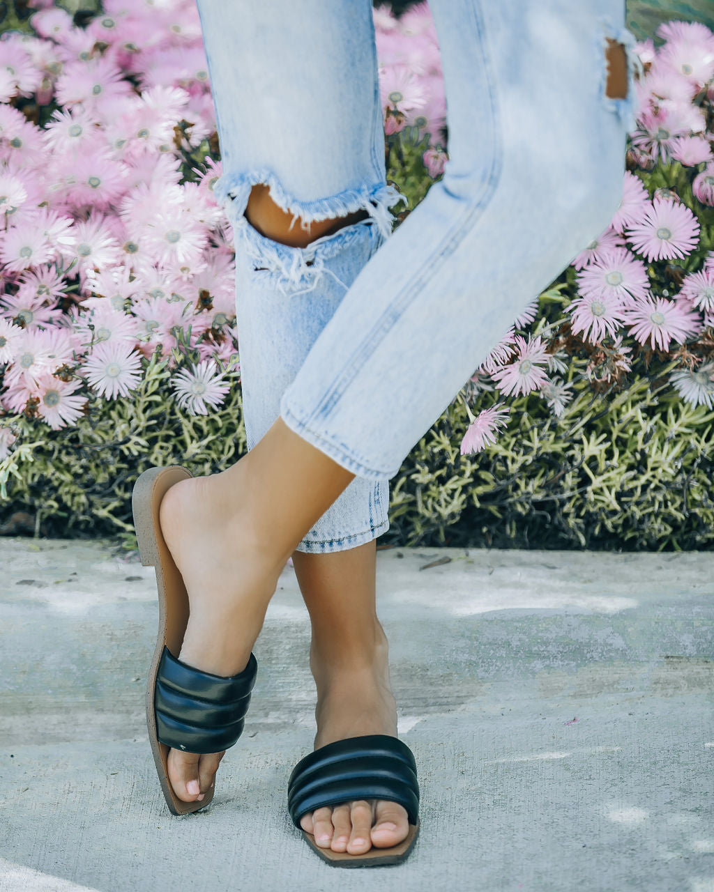 Skye Padded Square Toe Sandal - Black - FINAL SALE