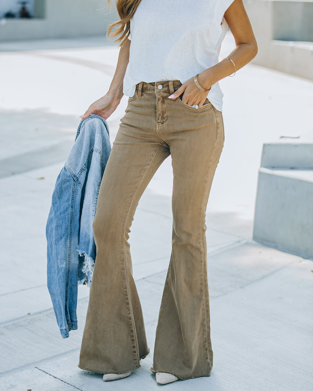 Autumn High Rise Bell Bottom Denim - Mocha