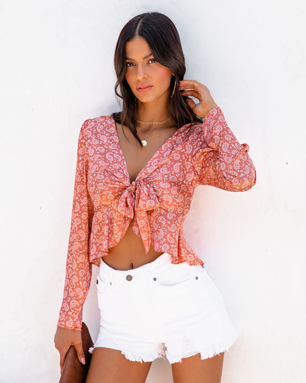 Giordano Paisley Satin Crop Top - FINAL SALE