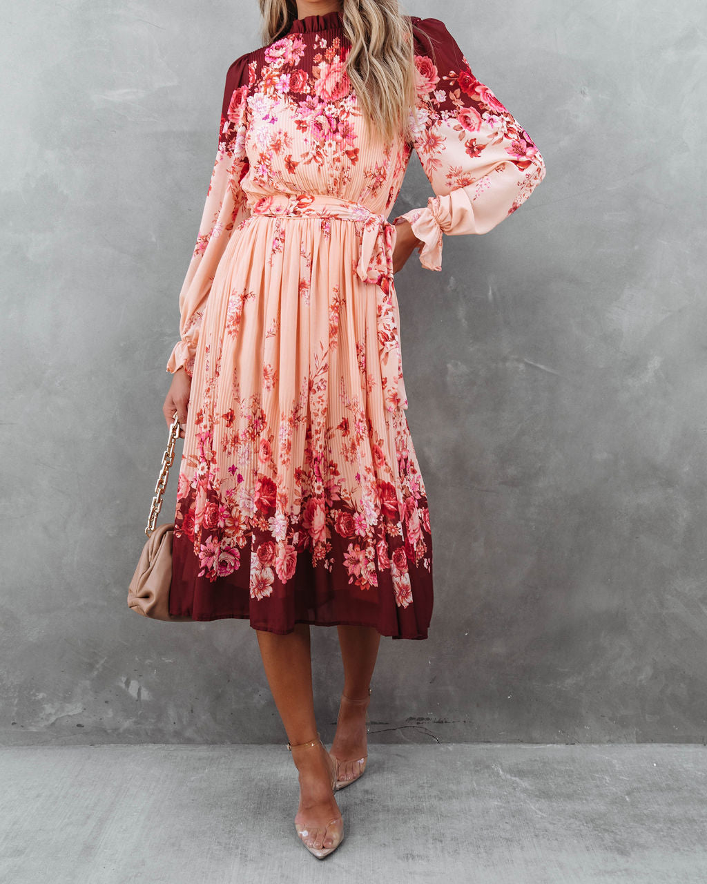 Lifetime Of Love Floral Pleated Midi Dress