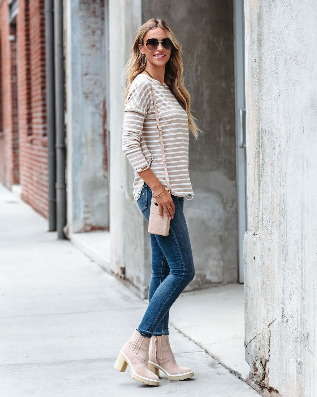 Well Loved Striped Knit Top - Beige - SALE