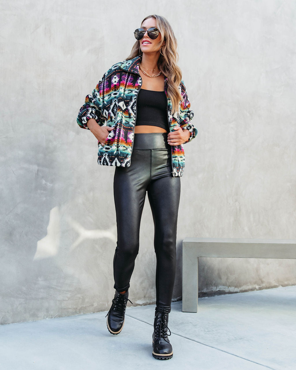 Moving Mountains Pocketed Printed Teddy Jacket